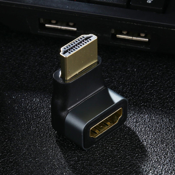 HDMI male to HDMI Female 90 Degree Elbow Head Aluminium Alloy Adapter(Black)