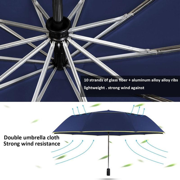 Fully-Automatic Double Rain 3 Folding Wind Resistant Travel Business Big Umbrella(Black)