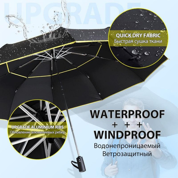 Fully-Automatic Double Rain 3 Folding Wind Resistant Travel Business Big Umbrella(Black)