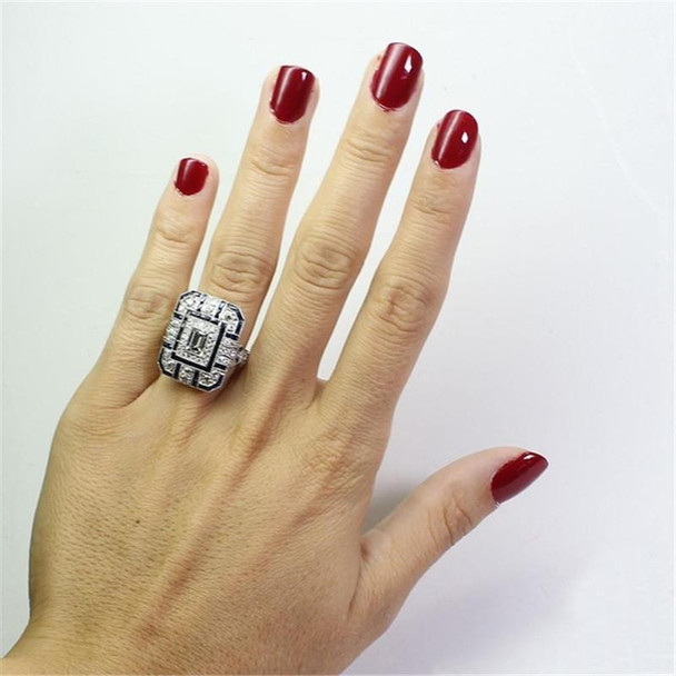 Luxury Square Women Crystal Zircon Engagement Ring, Ring Size:9(Red)