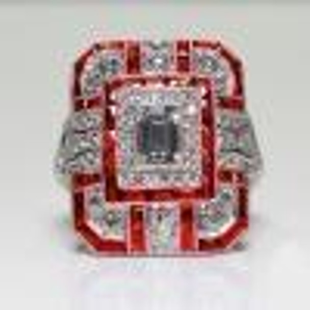 Luxury Square Women Crystal Zircon Engagement Ring, Ring Size:8(Red)