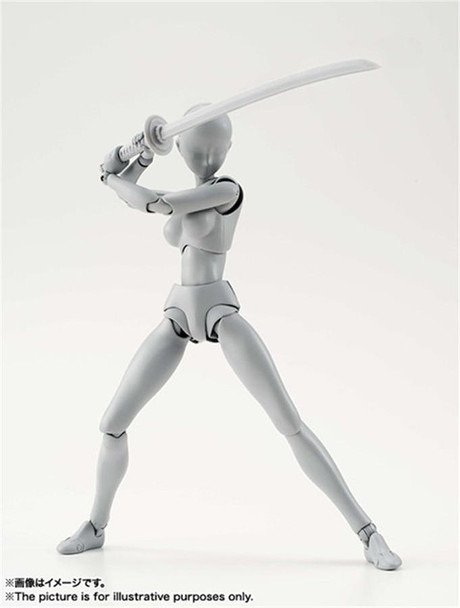 Figuarts Body Body-Chan Body-Kun Grey Color Ver Black PVC Action Figure Collectible Model Toy(Male)(B)