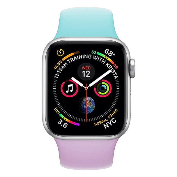 Double Colors Silicone Watch Band for Apple Watch Series 3 & 2 & 1 42mm (Purple+Turquoise)