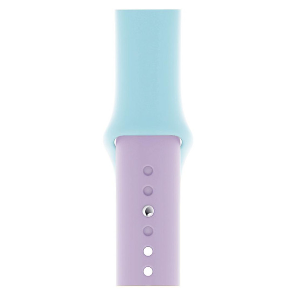 Double Colors Silicone Watch Band for Apple Watch Series 3 & 2 & 1 42mm (Purple+Turquoise)