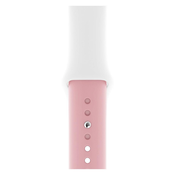 Double Colors Silicone Watch Band for Apple Watch Series 3 & 2 & 1 42mm(White+Light Pink)