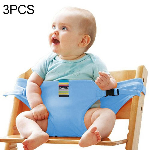 3PCS Chair Portable Seat Dining Lunch Chair Seat Safety Belt Stretch Wrap Feeding Chair Harness Seat Booster(Blue)
