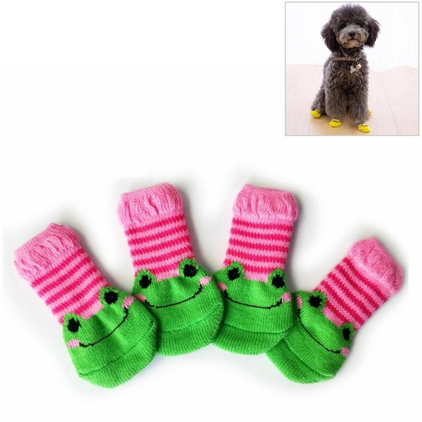 2 Pairs Cute Puppy Dogs Pet Knitted Anti-slip Socks, Size:M (Frog)