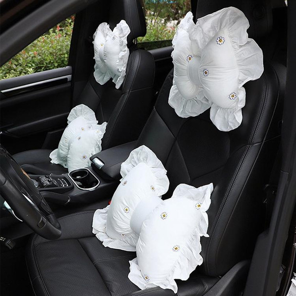 Bow Car Head Pillow Car Seat Neck Pillow Comfortable Cotton Car Supplies, Colour: Sun Flower Headrest
