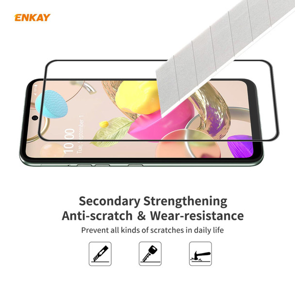 LG K42 / K52 / K62 2PCS ENKAY Hat-Prince Anti-drop Full Glue Tempered Glass Full Screen Film Anti-fall Protector