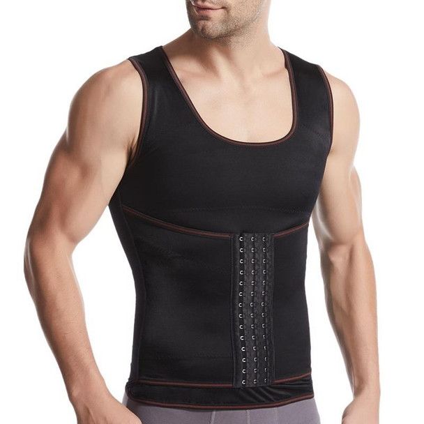 Men Abdomen Shapewear Thin Vest (Color:Black Size:XXXL)