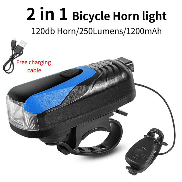 West Biking Bicycle Light Riding Speaker Lamp USB Mountain Bike Glare Car Front Lamp(Black Blue)