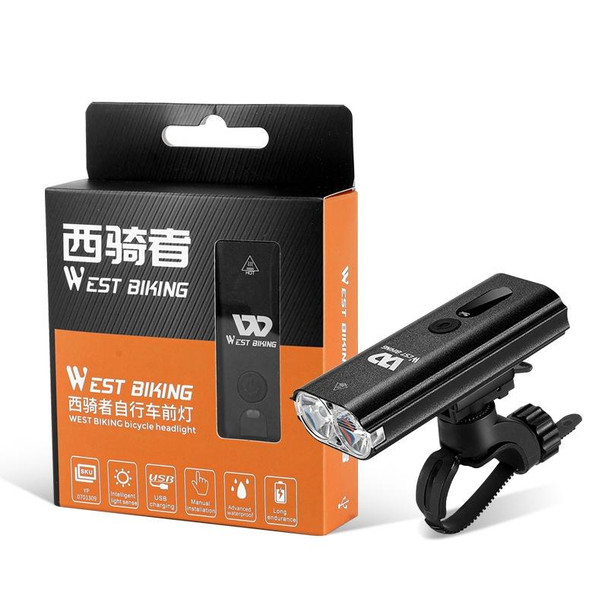 WEST BIKING Bicycle Light Sensor Headlight Mountain Bike Night Riding Strong Light(Black)