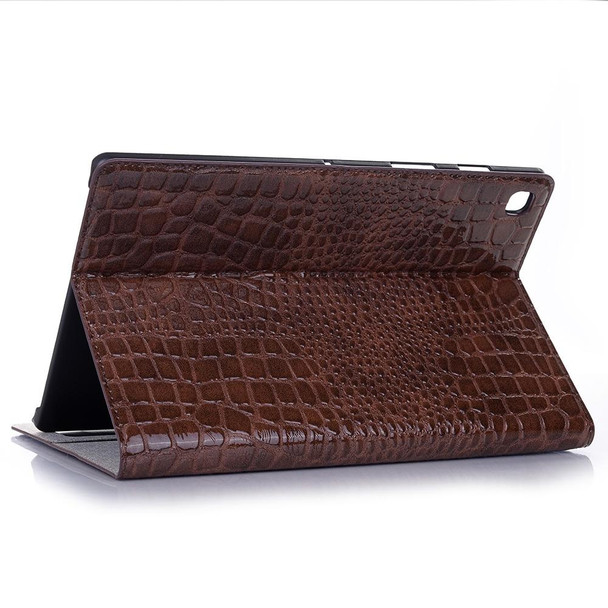 Samsung Galaxy Tab A7 T500 Crocodile Texture Leather Tablet Case(Brown)