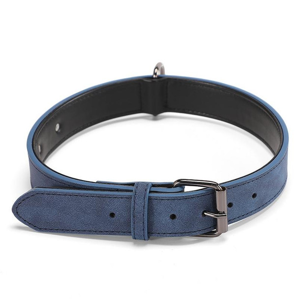 JINMAOHOU Dogs Double-Layer Leather Collar, Specification: M 49x2.7cm(Blue)