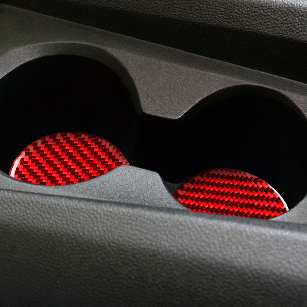Car Carbon Fiber Water Cup Holder Mat Decorative Sticker for Chevrolet Camaro 2016-2019, Left and Right Drive Universal (Red)