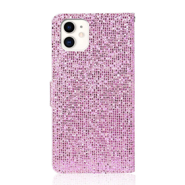 iPhone 11 Glitter Powder Horizontal Flip Leather Case with Card Slots & Holder & Lanyard(Pink)