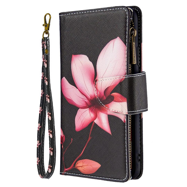 iPhone 11 Pro Max Colored Drawing Pattern Zipper Horizontal Flip Leather Case with Holder & Card Slots & Wallet(Lotus)