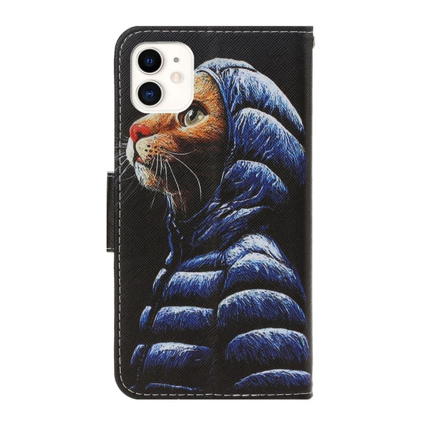 iPhone 11 3D Colored Drawing Horizontal Flip PU Leather Case with Holder & Card Slots & Wallet(Down Jacket Cat)