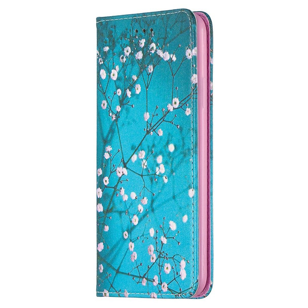 Colored Drawing Pattern Invisible Magnetic Horizontal Flip PU Leatherette Case with Holder & Card Slots & Wallet - iPhone 11 Pro Max(Plum Blossom)