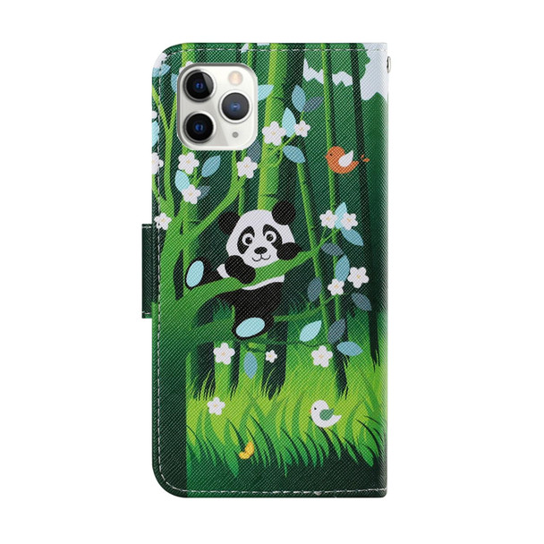 Coloured Drawing Pattern Horizontal Flip PU Leatherette Case with Holder & Card Slots & Wallet & Lanyard - iPhone 11 Pro Max(Panda)