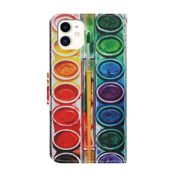 Coloured Drawing Pattern Horizontal Flip PU Leatherette Case with Holder & Card Slots & Wallet & Lanyard - iPhone 11(Eye Shadow)