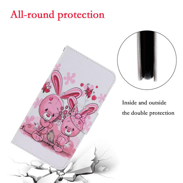 Coloured Drawing Pattern Horizontal Flip PU Leatherette Case with Holder & Card Slots & Wallet & Lanyard - iPhone 11(Cute Rabbit)