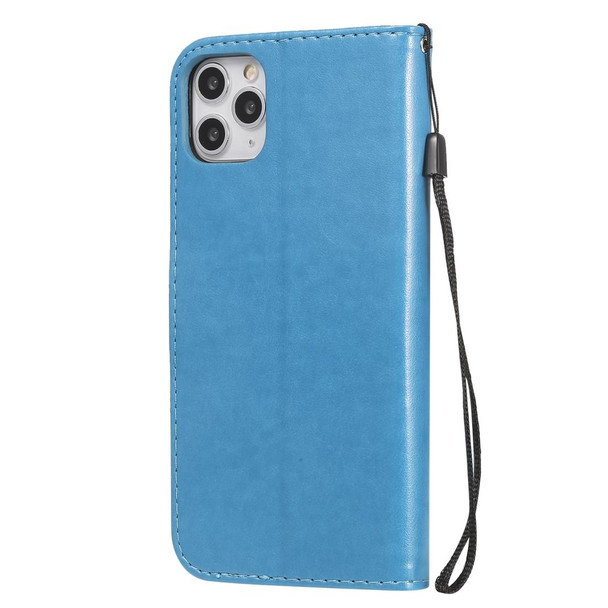 iPhone 11 Pro Max Cat Bee Embossing Pattern Shockproof Horizontal Flip Leather Case with Holder & Card Slots & Wallet(Blue)