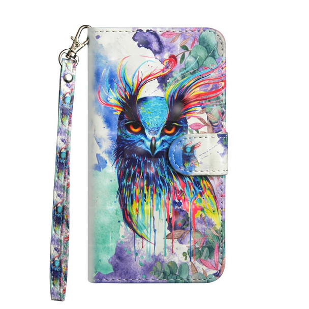 iPhone 11 3D Painting Pattern Horizontal Flip TPU + PU Leather Case with Holder & Card Slots & Wallet & Lanyard(Watercolor Owl)