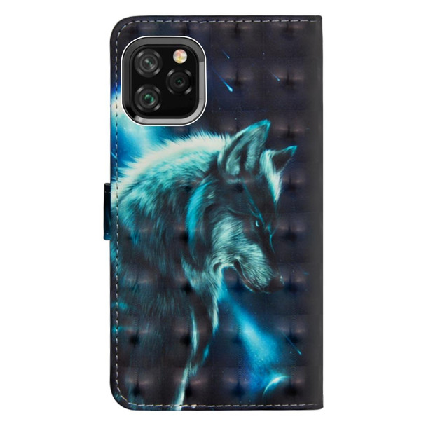 iPhone 11 Pro Max 3D Painting Pattern Horizontal Flip TPU + PU Leather Case with Holder & Card Slots & Wallet & Lanyard(Wolf)