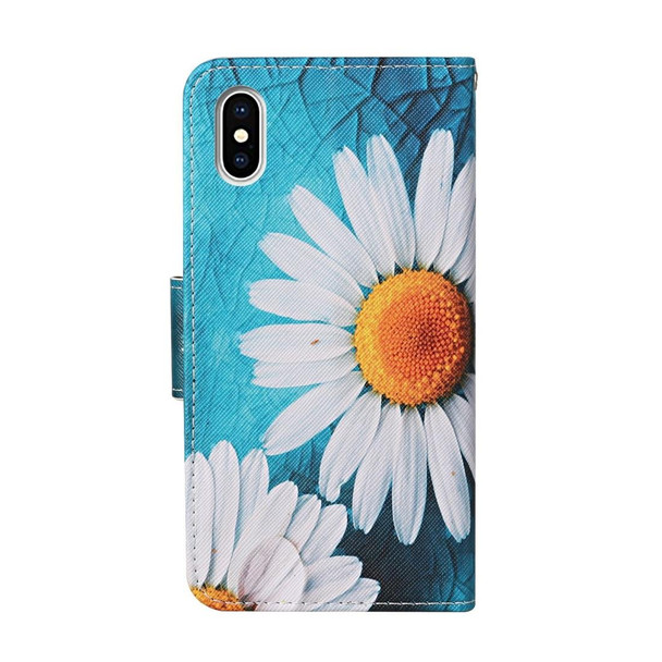 iPhone X / XS Colored Drawing Pattern Horizontal Flip Leather Case with Holder & Card Slots & Wallet(Daisy)