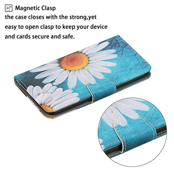 iPhone X / XS Colored Drawing Pattern Horizontal Flip Leather Case with Holder & Card Slots & Wallet(Daisy)