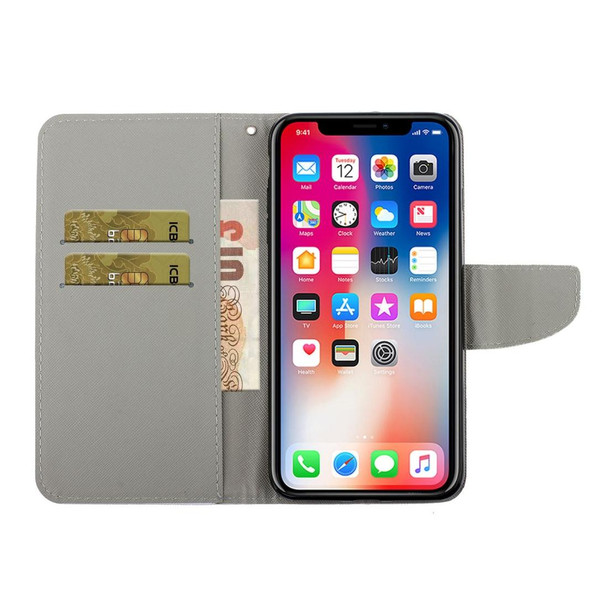 iPhone X / XS Colored Drawing Pattern Horizontal Flip Leather Case with Holder & Card Slots & Wallet(Folk-custom)