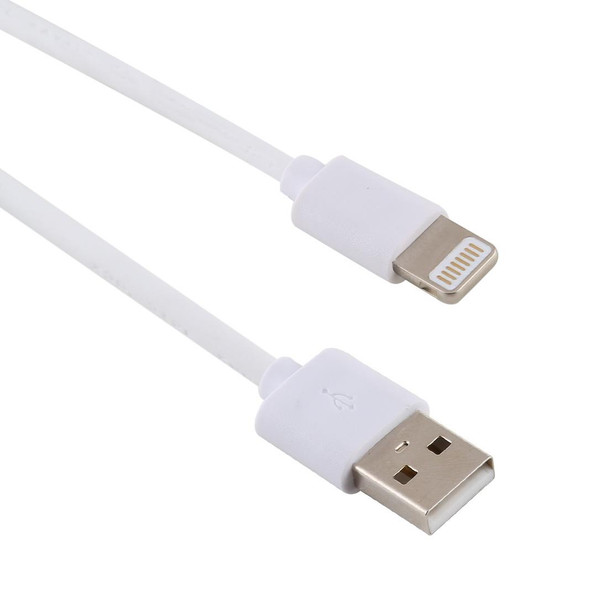 2A USB Male to 8 Pin Male Interface Injection Plastic Charge Cable, Length: 1.5m(White)