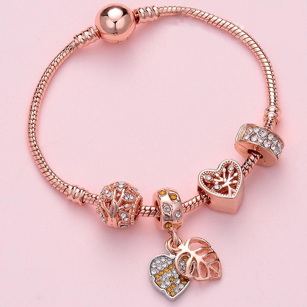 SL135 18cm Women Rose Gold Beaded Bracelet