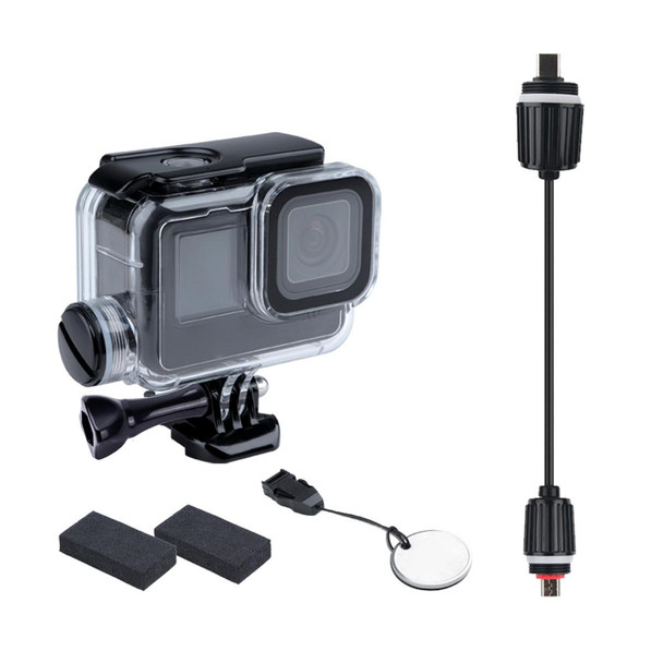 GoPro HERO10 Black / HERO9 Black 30m Charging Waterproof Housing Case with Buckle Basic Mount & Screw