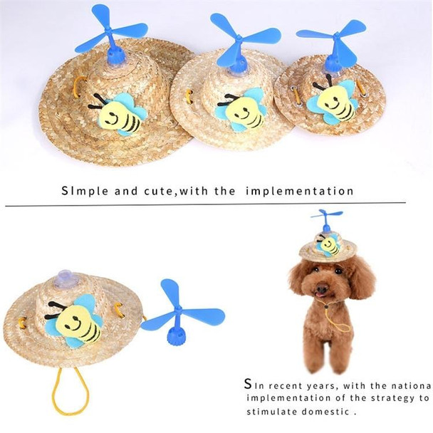 2 PCS Pet Bamboo Dragonfly Straw Hat Headdress Cat Dog Decoration, Size: S(Lace)