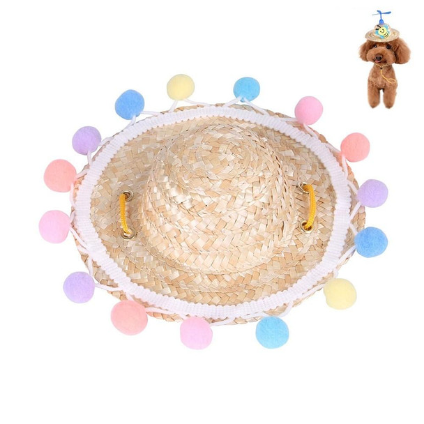 2 PCS Pet Bamboo Dragonfly Straw Hat Headdress Cat Dog Decoration, Size: S(Lace)