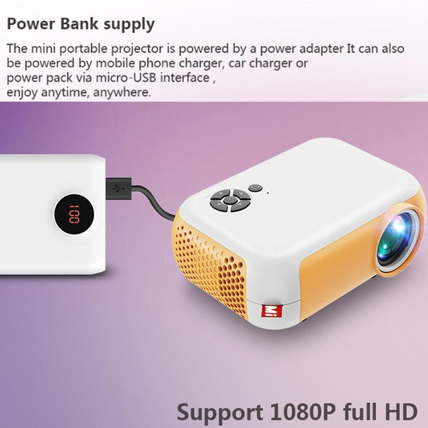 A10 480x360 Pixel Projector Support 1080P Projector ,Style: Same-screen Black (US Plug)