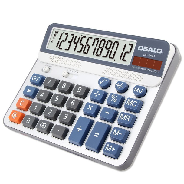 OSALO OS-6815 12 Digits Desktop Calculator Solar Energy Dual Power Calculator