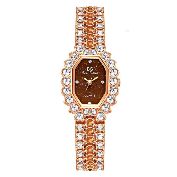 BS Bee Sister  FA1581 Niche Glitter Full Diamond Women Watch(Rose Coffee)