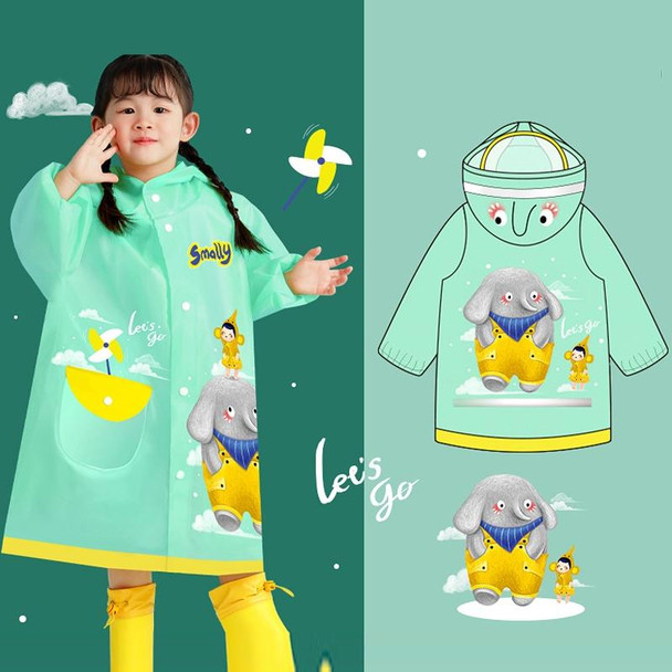 Smally Cartoon Children Raincoat EVA Waterproof Student Split Poncho, Size: L(Mint Green)