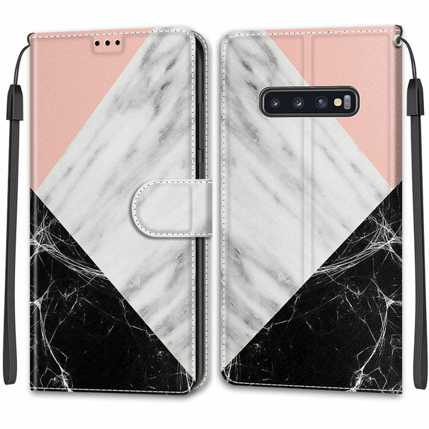 Samsung Galaxy S10 Voltage Colored Drawing Magnetic Clasp Horizontal Flip PU Leather Case with Holder & Card Slots(C07 Pink White Black)