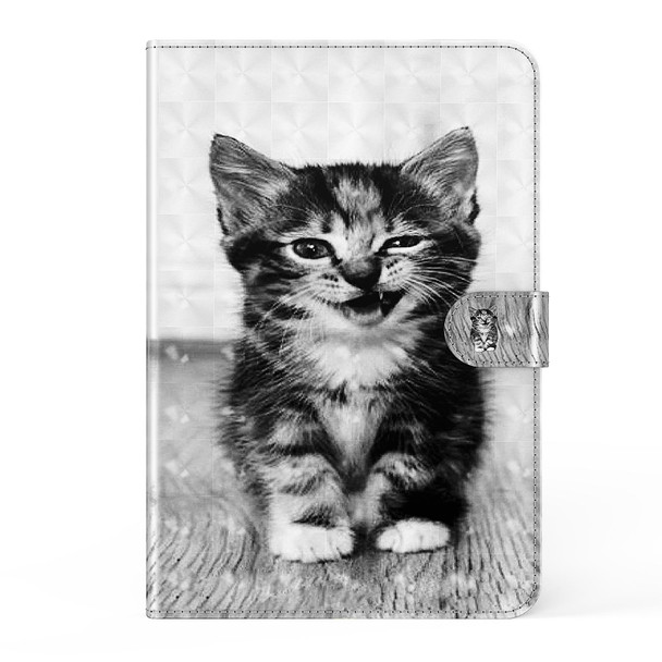 Samsung Galaxy Tab A7 SM-T500 3D Painted Pattern Leather Tablet Case(Cat)