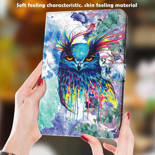 Samsung Galaxy Tab A7 SM-T500 3D Painted Pattern Leather Tablet Case(Owl)