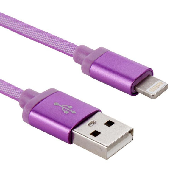 1m Net Style Metal Head 8 Pin to USB Data / Charger Cable,  - iPhone XR / iPhone XS MAX / iPhone X & XS / iPhone 8 & 8 Plus / iPhone 7 & 7 Plus / iPhone 6 & 6s & 6 Plus & 6s Plus / iPad(Purple)