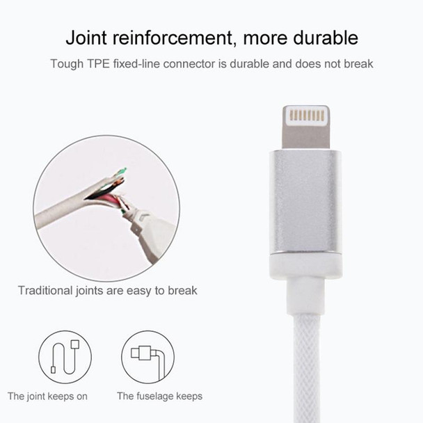 1m Net Style Metal Head 8 Pin to USB Data / Charger Cable,  - iPhone XR / iPhone XS MAX / iPhone X & XS / iPhone 8 & 8 Plus / iPhone 7 & 7 Plus / iPhone 6 & 6s & 6 Plus & 6s Plus / iPad(Purple)