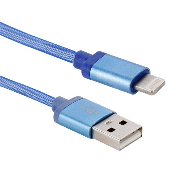 1m Net Style Metal Head 8 Pin to USB Data / Charger Cable,  - iPhone XR / iPhone XS MAX / iPhone X & XS / iPhone 8 & 8 Plus / iPhone 7 & 7 Plus / iPhone 6 & 6s & 6 Plus & 6s Plus / iPad(Blue)