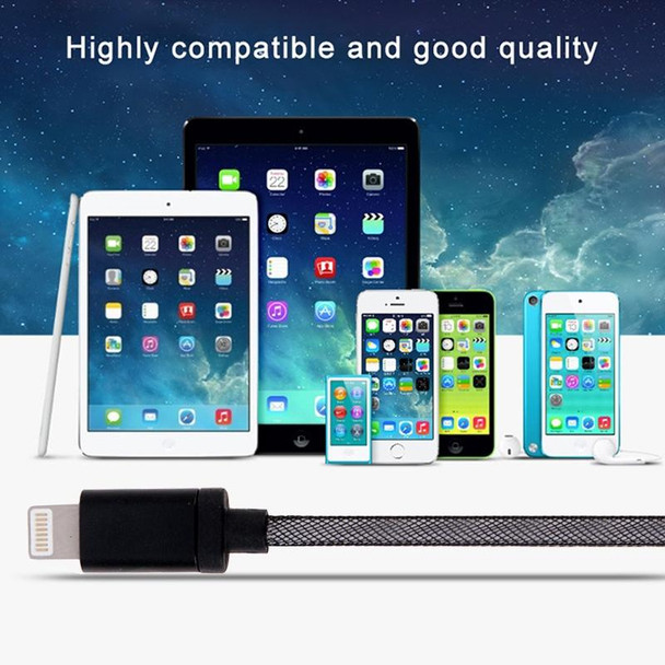 1m Net Style Metal Head 8 Pin to USB Data / Charger Cable,  - iPhone XR / iPhone XS MAX / iPhone X & XS / iPhone 8 & 8 Plus / iPhone 7 & 7 Plus / iPhone 6 & 6s & 6 Plus & 6s Plus / iPad(Blue)