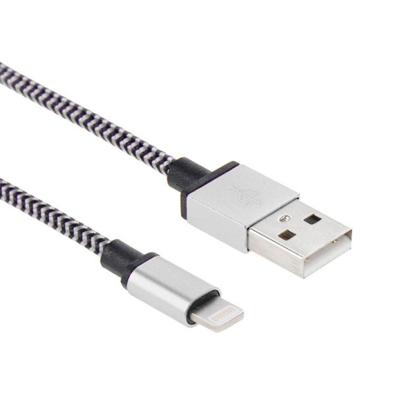 2A Woven Style USB to 8 Pin Sync Data / Charging Cable, Cable Length: 1m(Silver)