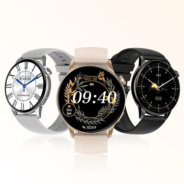 HD1 1.3 Inch AMOLED Screen Smart Watch with NFC Function(Gold Steel+Silicone Strap)